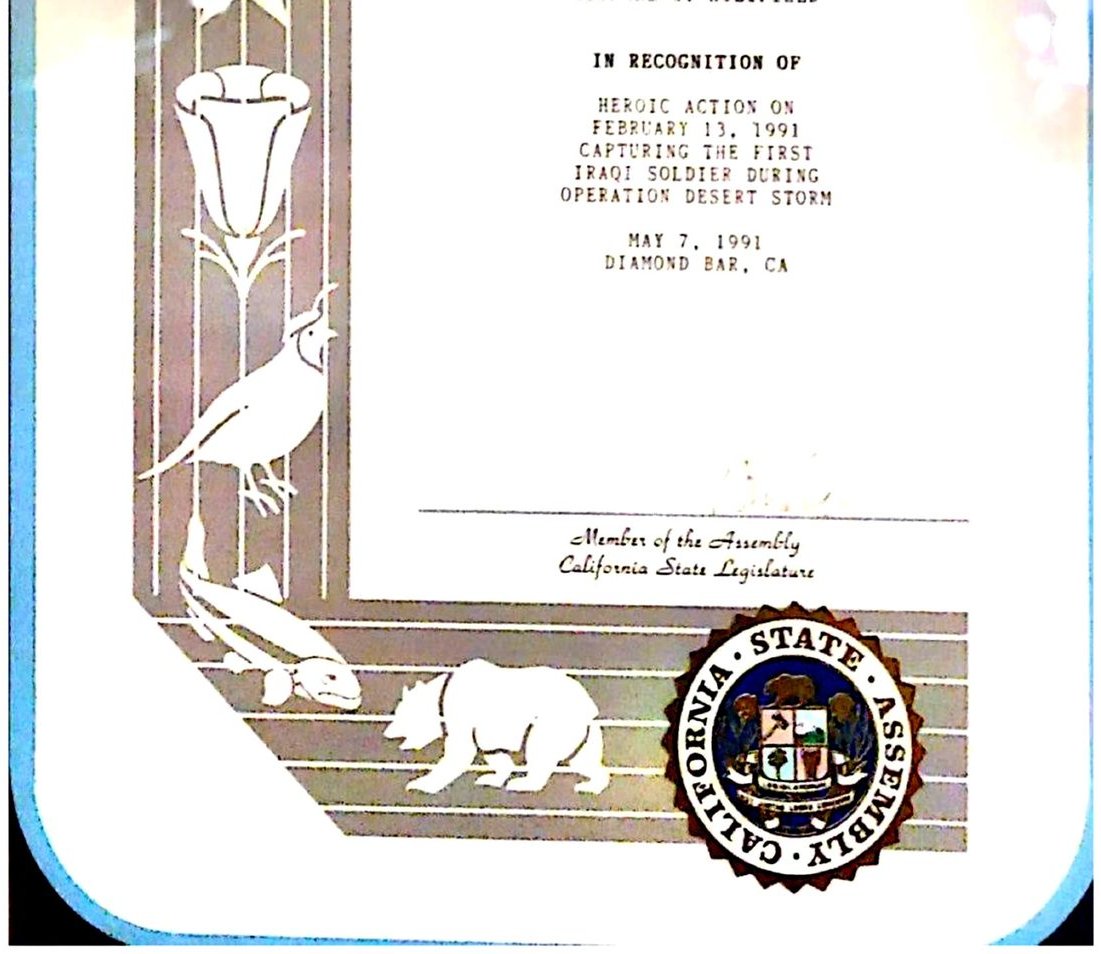 California Legislature Assembly Certificate of Recognition